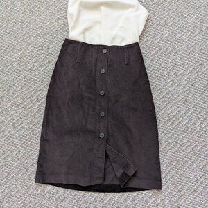 Express Stretch Women's Black/Brown Midi Corduroy Button Up Skirt (XXS)